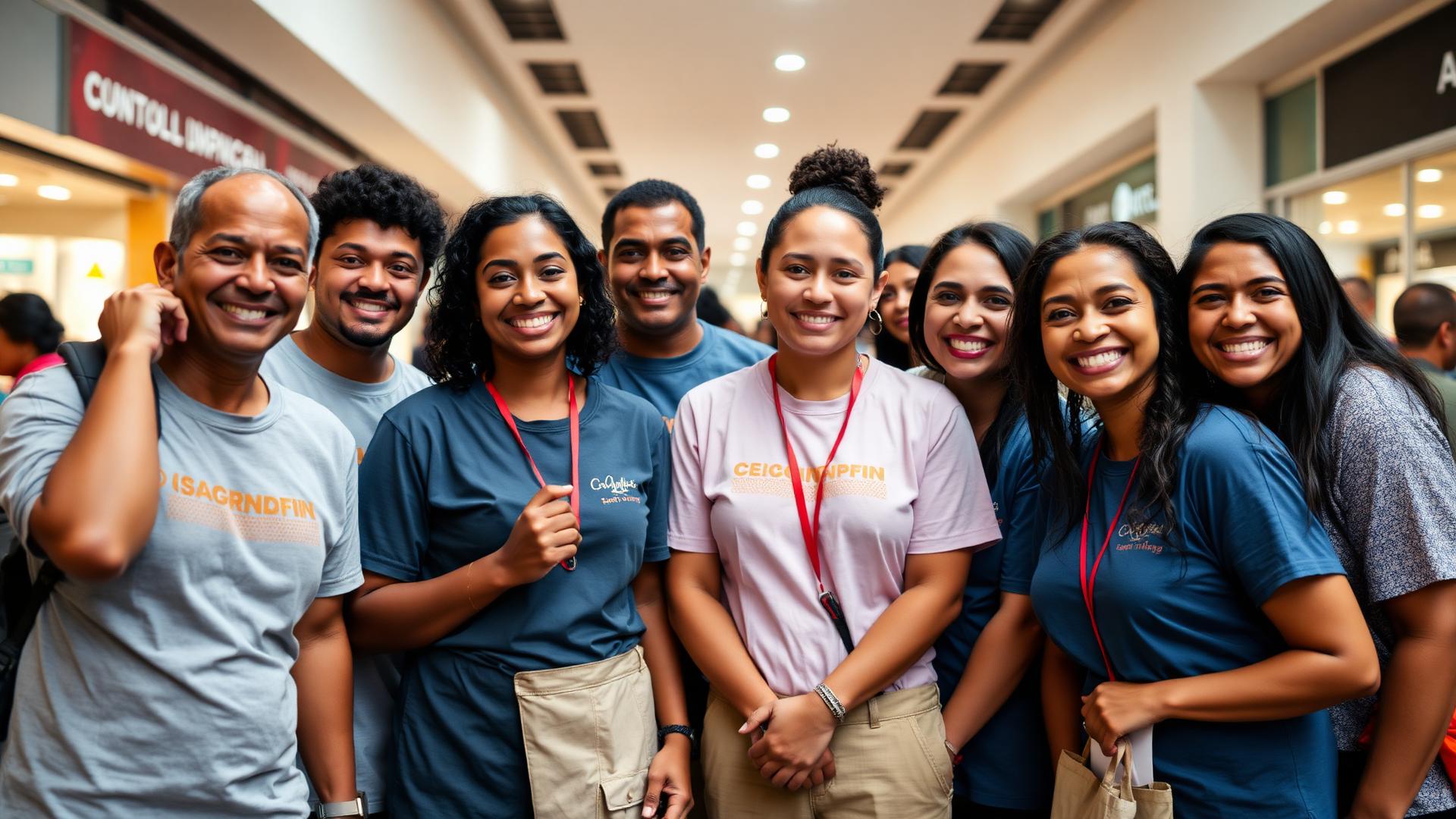 Grupo de voluntários do Manaus Plaza sorrindo